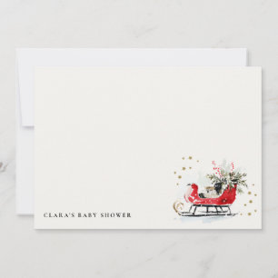 Winter Sleigh Its Cold Outside Neutral Baby Shower Note Card