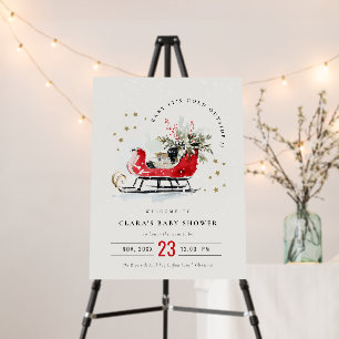 Winter Sleigh Its Cold Outside Welcome Baby Shower Foam Board