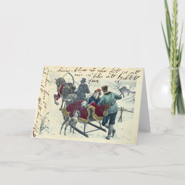 Winter Sleigh Ride Holiday Card (Front)