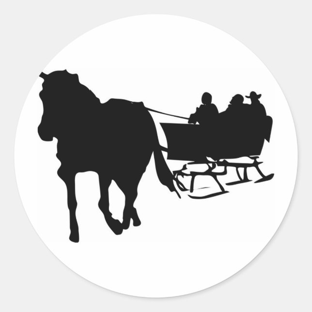 Winter Sleigh Ride Holiday Design Stickers (Front)