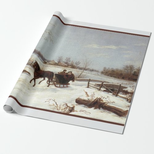 Winter Sleigh Ride in a 19th Century Christmas Wrapping Paper