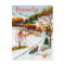 Winter Sleigh Ride Mountain Christmas Watercolor