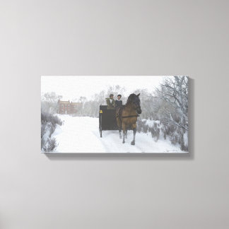 Winter Sleigh Ride Wrapped Canvas Print