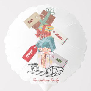 Winter Sleigh Snow Family Name Modern Christmas Balloon