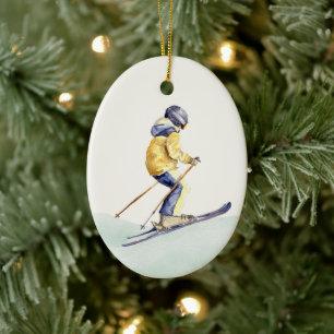 WINTER SLOPES Skier Ceramic Ornament