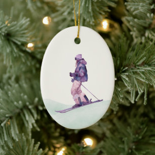 WINTER SLOPES Skier Ceramic Ornament