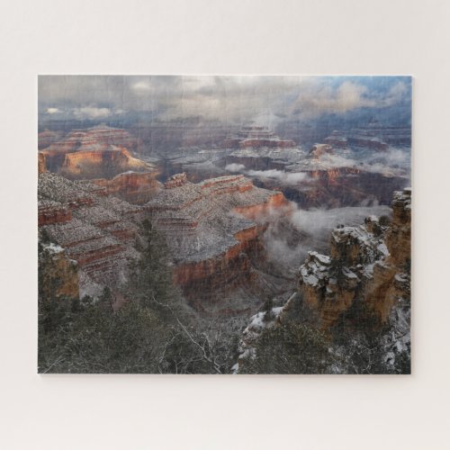 Winter Snow and Fog at Grand Canyon National Park Jigsaw Puzzle