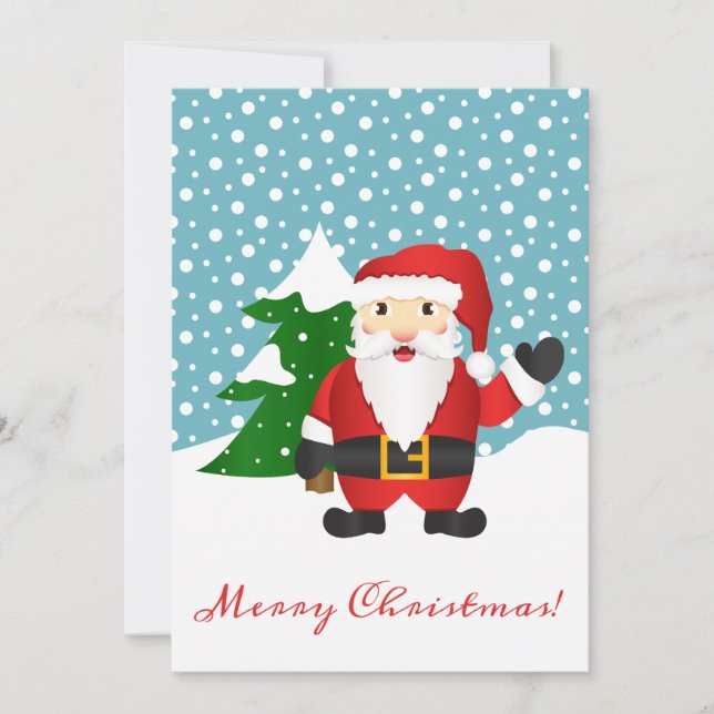 Winter Snow And Santa Claus Merry Christmas Holiday Card (Front)