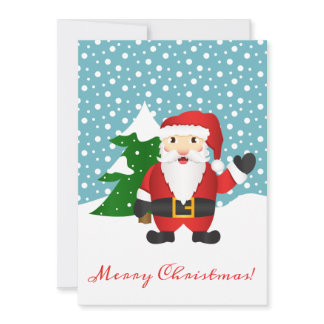 Winter Snow And Santa Claus Merry Christmas Holiday Card