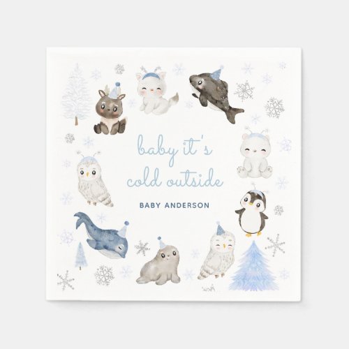 Winter Snow Animals Baby Shower Napkins