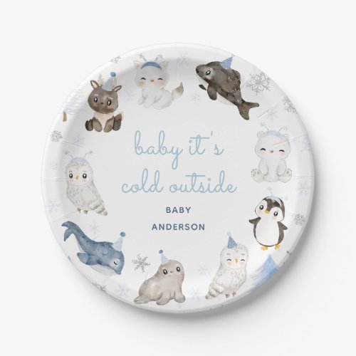 Winter Snow Animals Baby Shower Party Paper Plates