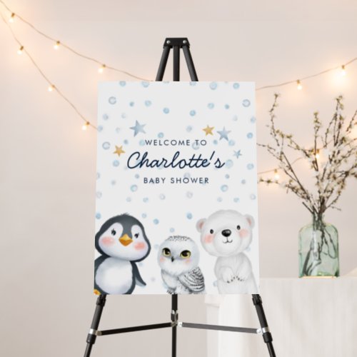 Winter Snow Arctic Animals Bay Shower Welcome Sign