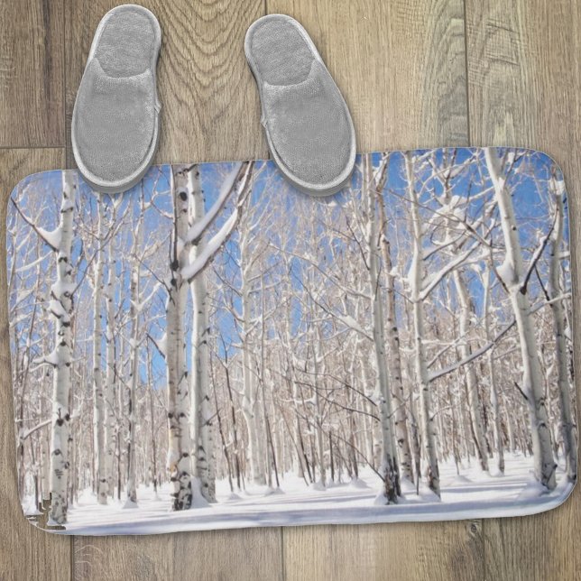 Winter Snow Aspen Tree Forest Landscape Photo Bath Mat (Creator Uploaded)