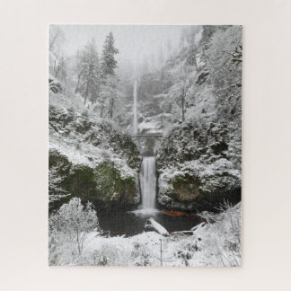 Winter Snow at Multnomah Falls in Oregon Jigsaw Pu Jigsaw Puzzle