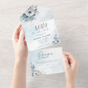 Winter Snow Baby It's Cold Outside Baby Shower Inv All In One Invitation
