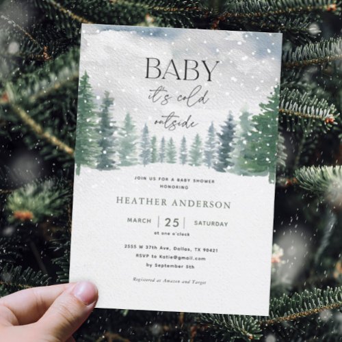 Winter Snow Baby Its Cold Outside Baby Shower Invitation
