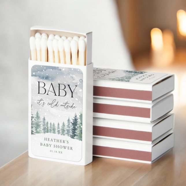 Winter Snow Baby It's Cold Outside Baby Shower Matchboxes (Creator Uploaded)