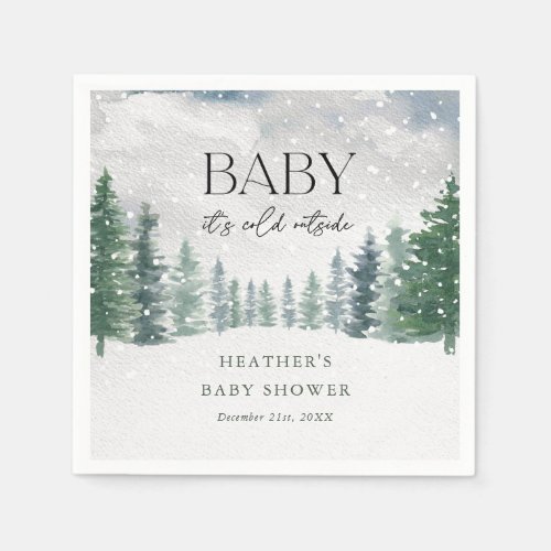 Winter Snow Baby Its Cold Outside Baby Shower Napkins