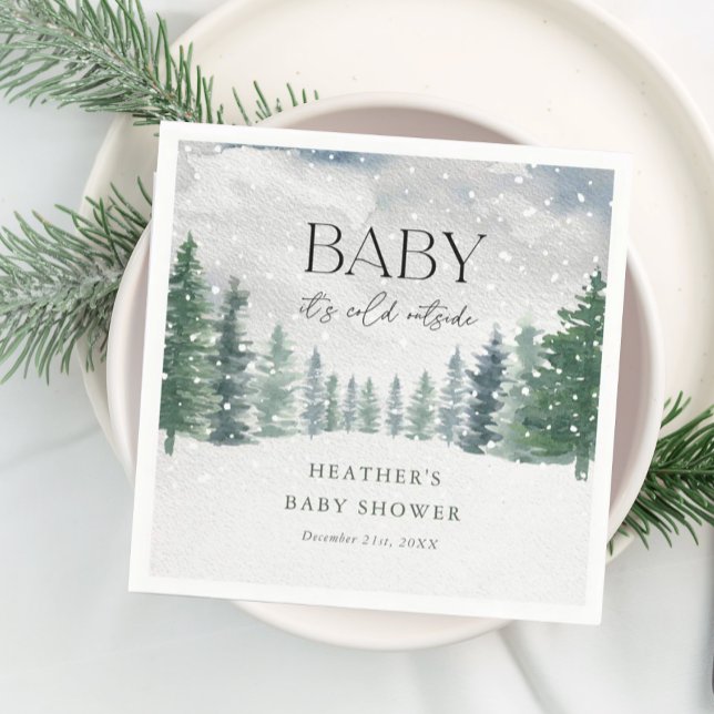 Winter Snow Baby It's Cold Outside Baby Shower Napkins (Creator Uploaded)