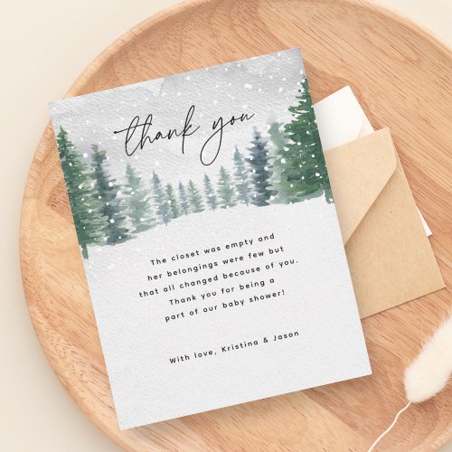 Winter Snow Baby Its Cold Outside Baby Shower Thank You Card