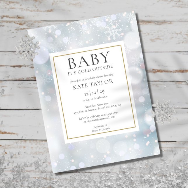 Winter Snow Baby Shower Baby Its Cold Outside Invitation