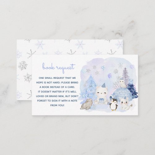 Winter Snow Baby Shower Book Request Enclosure Card