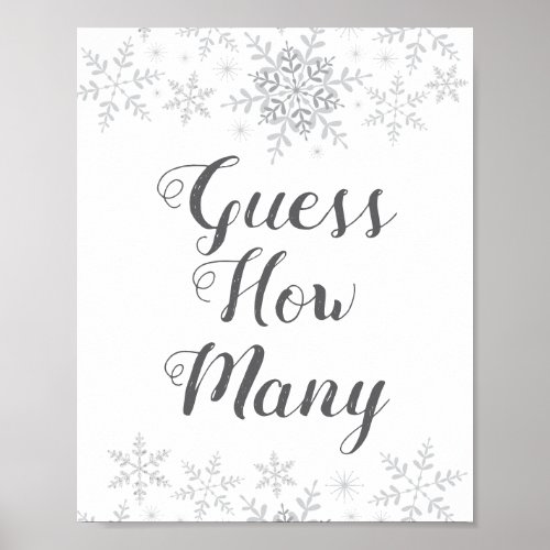 Winter Snow Baby Shower Guess How Many Game Sign