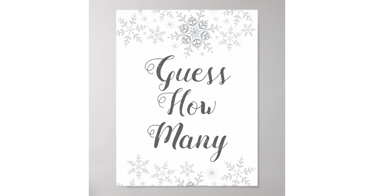 faglært Afhængighed inflation Winter Snow Baby Shower Guess How Many Game Sign | Zazzle.com