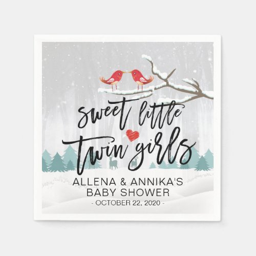 Winter Snow Baby Shower Sweet Little Twin Girls Napkins