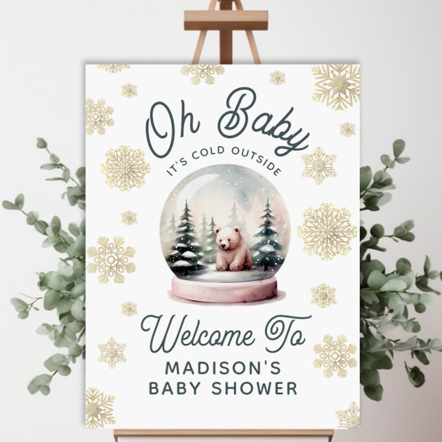Winter Snow Baby Shower Welcome Sign (Winter Snow Baby Shower Welcome Sign)