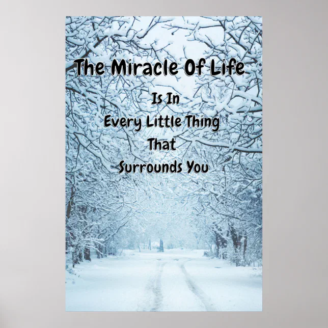 "Winter Snow Background" Inspirational Quotes Poster | Zazzle