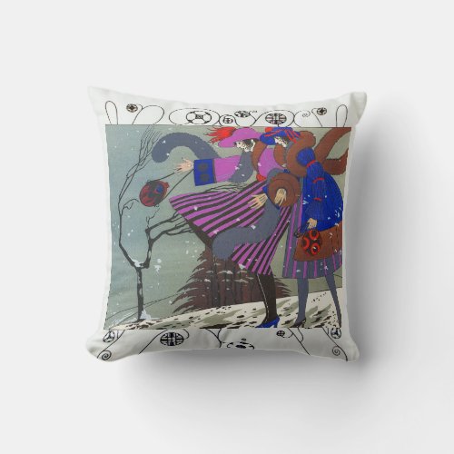 WINTER SNOW BEAUTY FASHION  Geometric Swirls  Throw Pillow