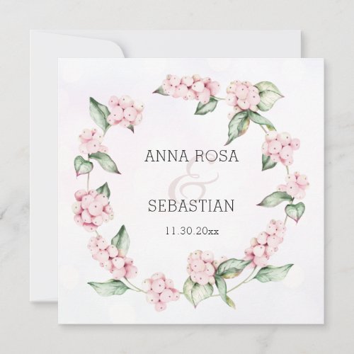 *~* Winter Snow Berry Boho QR RSVP AR12 Wedding Invitation