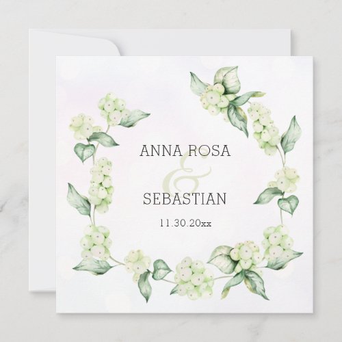 *~* Winter Snow Berry Boho RSVP QR AR12 Wedding Invitation