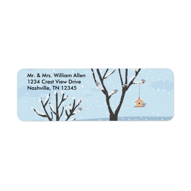 Winter Snow Birds & Birds Nest  Address Labels (Front)