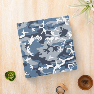 Winter Snow Blue Camouflage, Military, Army 3 Ring Binder