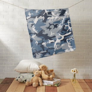 Winter Snow Blue Camouflage, Military, Army Baby Blanket