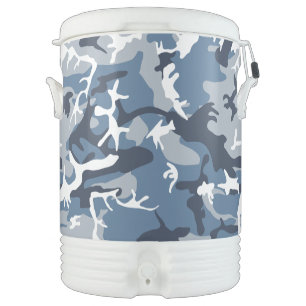 Winter Snow Blue Camouflage, Military, Army Beverage Cooler