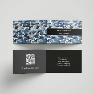 Winter Snow Blue Camouflage, Military, Army Business Card