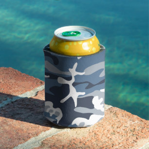 Winter Snow Blue Camouflage, Military, Army Can Cooler