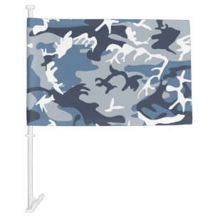 Winter Snow Blue Camouflage, Military, Army Car Flag