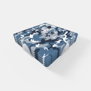 Winter Snow Blue Camouflage, Military, Army Coaster Set
