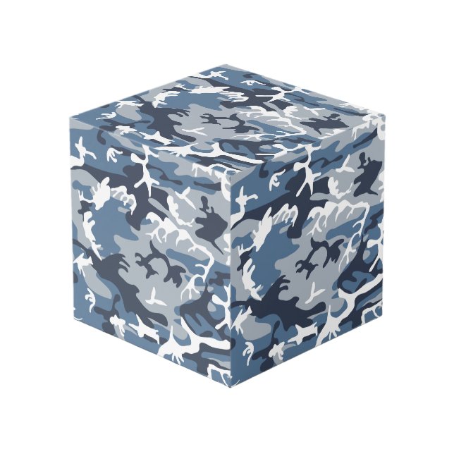 Winter Snow Blue Camouflage, Military, Army Cube (Front Angled)