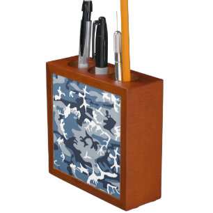 Winter Snow Blue Camouflage, Military, Army Desk Organizer