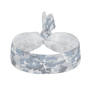 Winter Snow Blue Camouflage, Military, Army Elastic Hair Tie