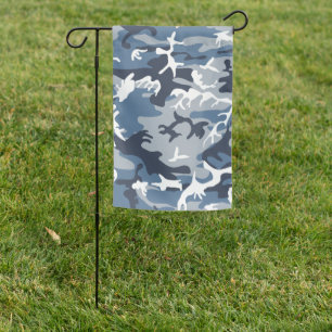 Winter Snow Blue Camouflage, Military, Army Garden Flag