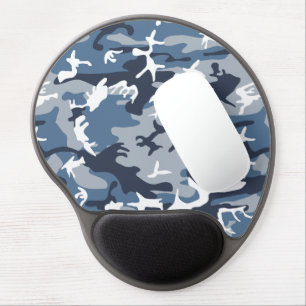 Winter Snow Blue Camouflage, Military, Army Gel Mouse Pad
