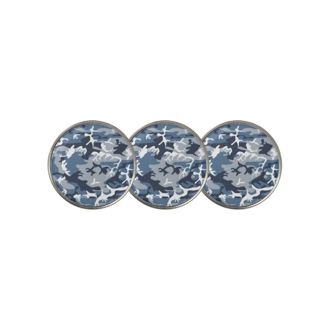 Winter Snow Blue Camouflage, Military, Army Golf Ball Marker (3 Up)