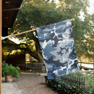 Winter Snow Blue Camouflage, Military, Army House Flag