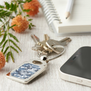 Winter Snow Blue Camouflage, Military, Army Keychain
